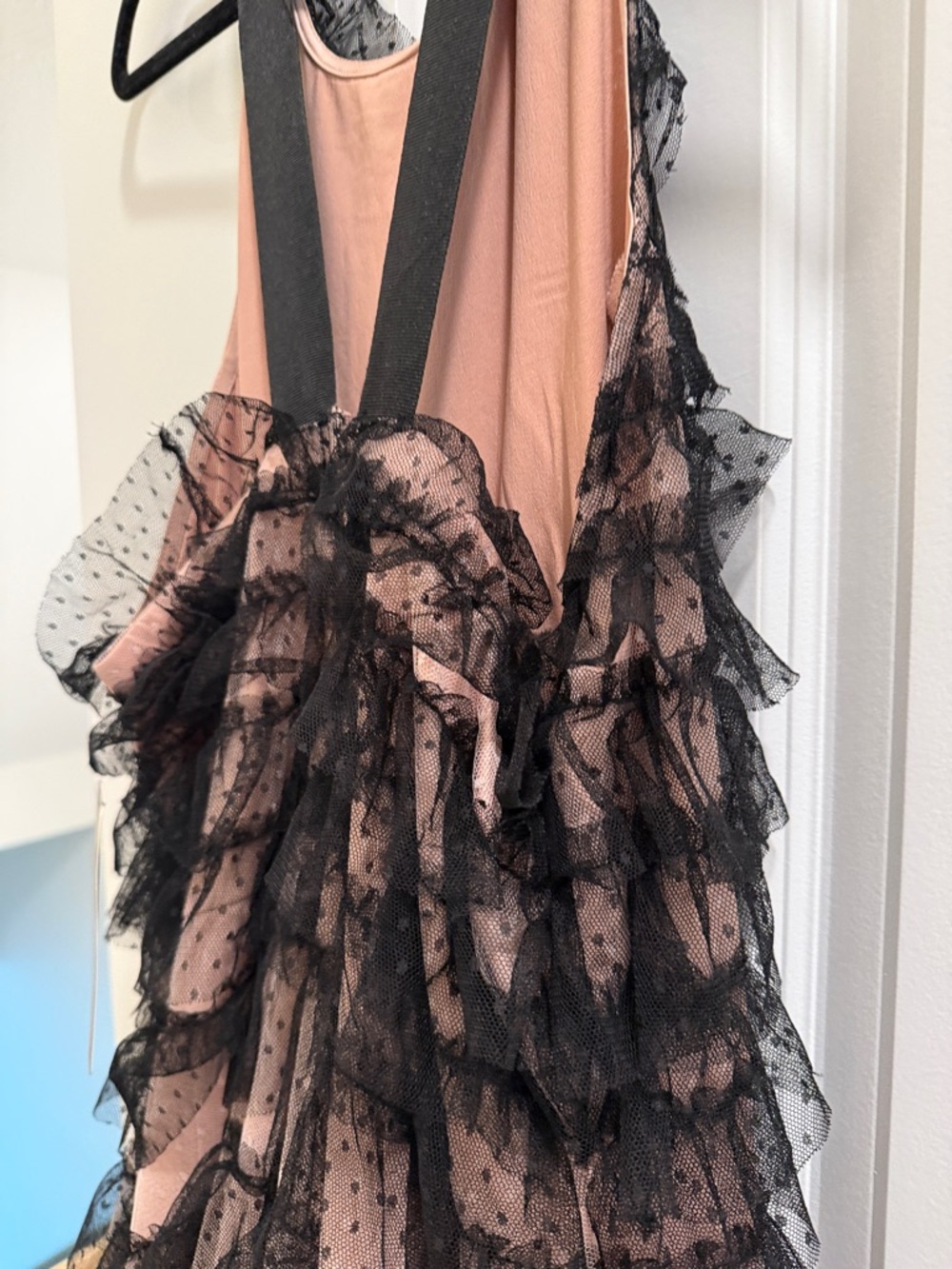 Anthropologie Black Lace Overlay Blush Maxi Dress - Picture 9 of 9